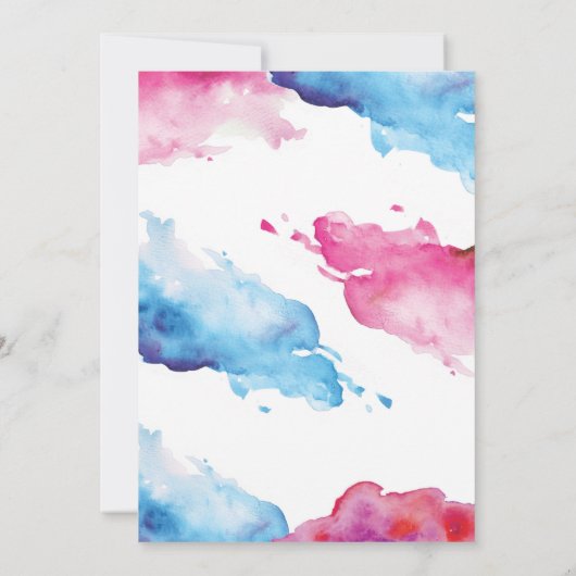 青とピンクのスプラッシュベビーシャワーがベビー 招待状 (裏面)