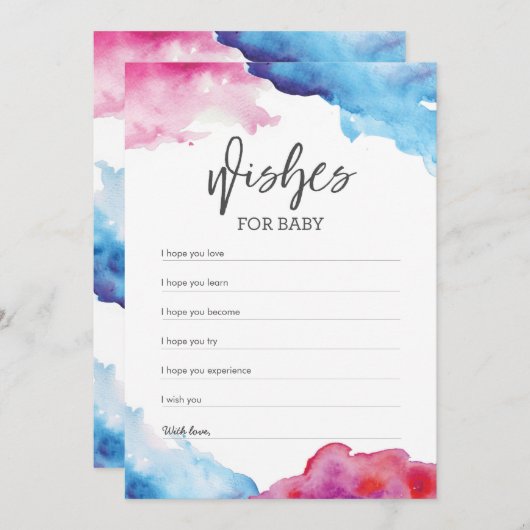 青とピンクのスプラッシュベビーシャワーがベビー 招待状 (正面/裏面)