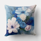 青とピンクのソフトウォーターのカラーフローラ クッション (裏面)