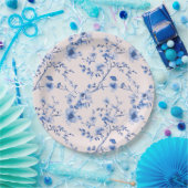 青とピンクのチノワセリーの花 ペーパープレート (パーティー)