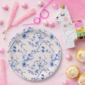 青とピンクのチノワセリーの花 ペーパープレート (パーティー)