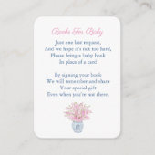 青とピンクのチャイノエリーが本の赤ちゃんシャワーを持ってくる エンクロージャーカード (正面)