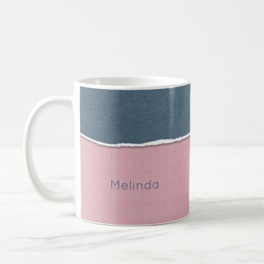 青とピンクのテクスチャ名前をカスタムするマグカップ コーヒーマグカップ (左)