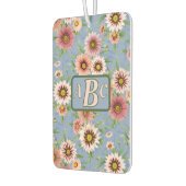 青とピンクのデイジーフローラパーソナライズされたデザイン カーエアーフレッシュナー (左)