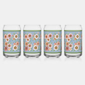 青とピンクのデイジーフローラ植物芸術 ガラス缶 (右)