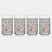 青とピンクのデイジーフローラ植物芸術 ガラス缶 (正面)