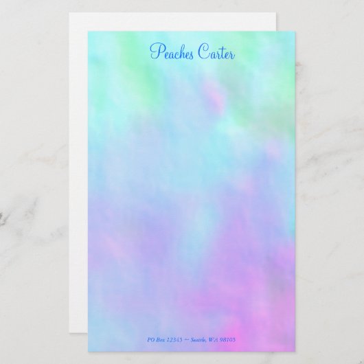 青とピンクのデジタルデザイン 便箋 (正面/裏面)