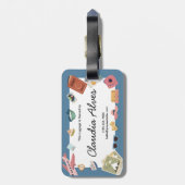 青とピンクのトラベカラフルル ラゲッジタグ (裏面縦)