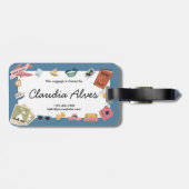 青とピンクのトラベカラフルル ラゲッジタグ (裏面横)