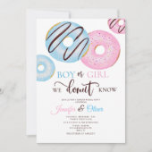 青とピンクのドーナツの性別が明らかになる 招待状 (正面)
