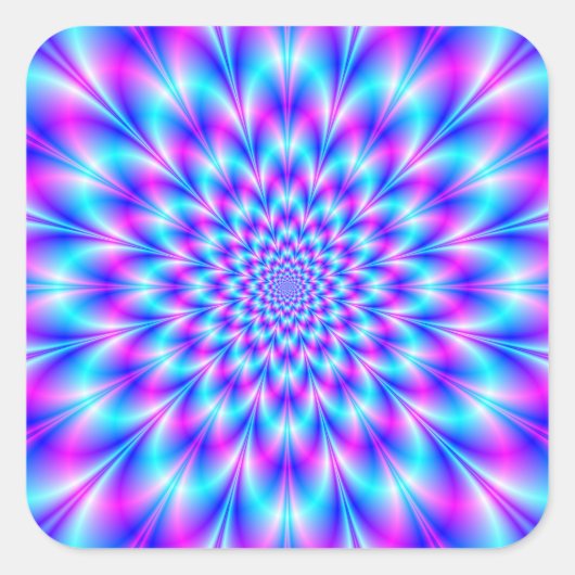 青とピンクのネオンロゼット スクエアシール (正面)