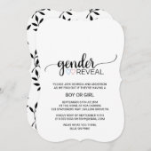 青とピンクのハートブラック書道ジェンダーの表示 招待状 (正面/裏面)