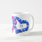 青とピンクのハート コーヒーマグカップ (正面右)