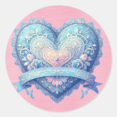 青とピンクのバファンシーンタイン ラウンドシール (正面)