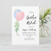 青とピンクのバロンベビー性リビール 招待状 (スタンド正面)