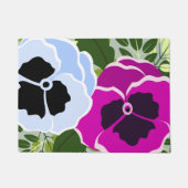 青とピンクのパンジーの花 ドアマット (正面)