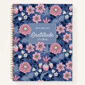 青とピンクのビクトリアンフローラ感謝ジャーナル ノートブック (正面)