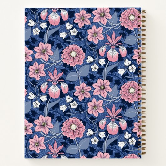 青とピンクのビクトリアンフローラ感謝ジャーナル ノートブック (裏面)