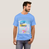 青とピンクのビーチハウスTシャツ Tシャツ (正面フル)