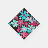 青とピンクのファンキー花 スタンダードカクテルナプキン (角)