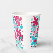 青とピンクのファンキー花 紙コップ (左)