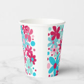 青とピンクのファンキー花 紙コップ (右)