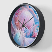 青とピンクのファンタジービーチ 壁時計 (傾斜)