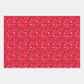 青とピンクのフェスティバルの可愛いサンタ ラッピングペーパーシート (正面3)