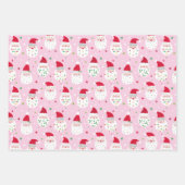 青とピンクのフェスティバルの可愛いサンタ ラッピングペーパーシート (正面2)