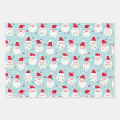 青とピンクのフェスティバルの可愛いサンタ ラッピングペーパーシート (正面)