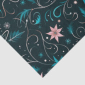 青とピンクのフローラとつる植物クリスマス 薄葉紙 (詳細)