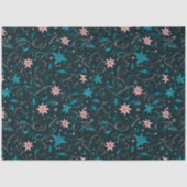 青とピンクのフローラとつる植物クリスマス 薄葉紙 (正面)