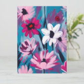 青とピンクのフローラデザイン シーズンカード (スタンド正面)