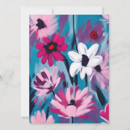 青とピンクのフローラデザイン シーズンカード