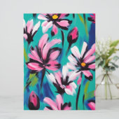 青とピンクのフローラデザイン シーズンカード (スタンド正面)