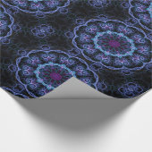 青とピンクのフローラフラクタルパターンのラッピング紙 ラッピングペーパー (角)