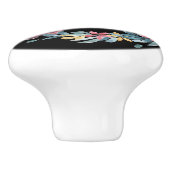 青とピンクのフローラリースモノグラム セラミックノブ (側面)