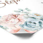 青とピンクのフローラ写真100th誕生日へようこそ ポスター (コーナー)