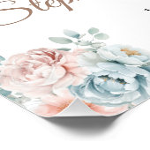 青とピンクのフローラ写真90th誕生日へようこそ ポスター (コーナー)