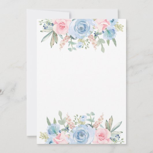 青とピンクのフローラ結婚の 招待状 (裏面)
