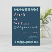 青とピンクのフローラ結婚式招待状 招待状 (スタンド正面)