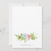 青とピンクのフローラ花瓶の性別リビール招待状 招待状 (裏面)