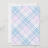 青とピンクのプレッピーなゴルフジェンダーのリビール 招待状 (裏面)