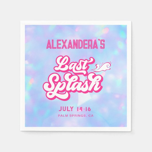 青とピンクのプールのパーティーバチェロレッテ スタンダードカクテルナプキン (正面)