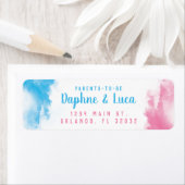 青とピンクのベビージェンダーがパーティー煙爆弾を明らかにする ラベル (インサイチュ)