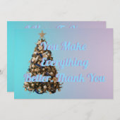 青とピンクのホリデーカード シーズンカード (正面/裏面)