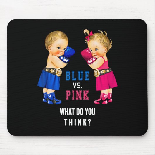青とピンクのボクシングベビー性別の表示S マウスパッド (正面)
