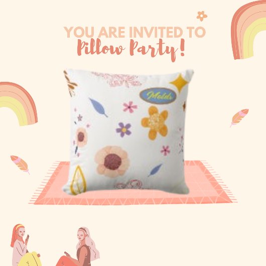 青とピンクのミニマリストフレーム境界離れ クッション