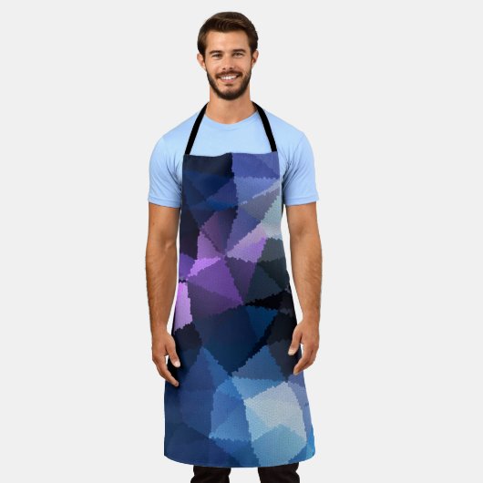 青とピンクのモザイク エプロン (着用した状態)