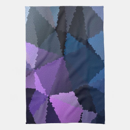 青とピンクのモザイク キッチンタオル (縦)